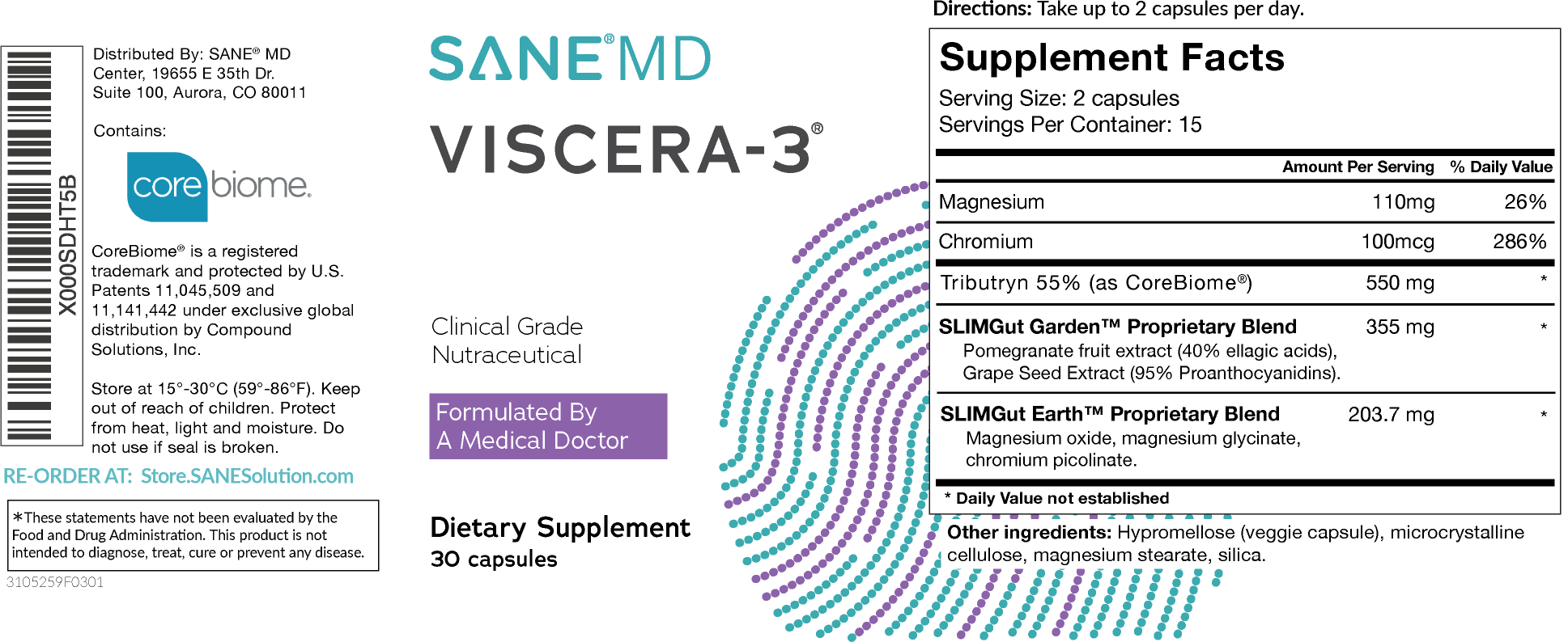 Viscera-3 suppliment label