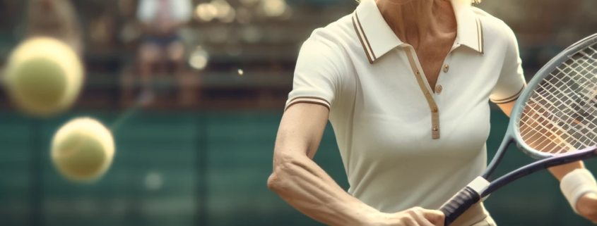 An image of a woman playing tennis to help her fat-loss diet.