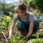 An image of a woman gardening to reduce her weight concerns