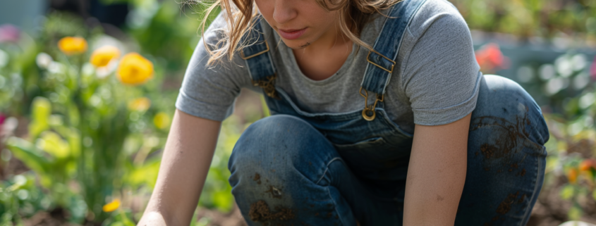 An image of a woman gardening to reduce her weight concerns