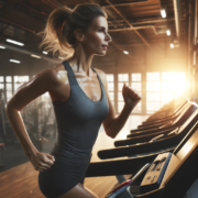 An image of a woman running on a treadmill to manage ADHD symptoms.