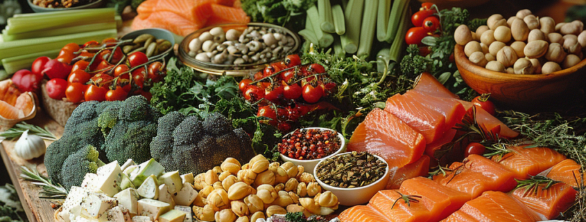 An image of a table of healthy foods.