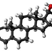 A graphical image of a testosterone molecule.