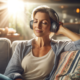 An image of a woman relaxing while listening to music to manage her setpoint weight.