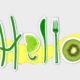 A graphical image of the word hello in green letters.