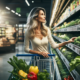 An image of a woman shopping for nonstarchy vegetables to fight postmenopausal weight gain.