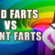 An image of the poop doctor with text that reads "loud farts vs. silent farts."