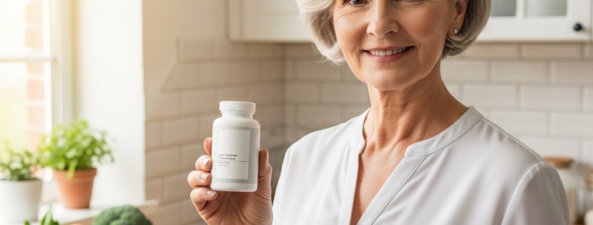 Senior woman reviewing liver health supplements with her doctor
