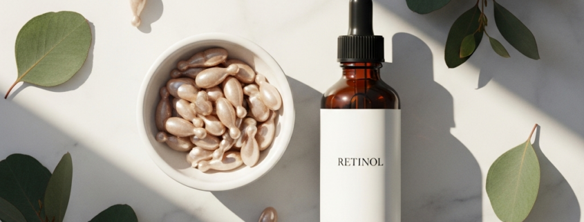 Retinol serum and collagen supplements for wrinkle treatment after 60